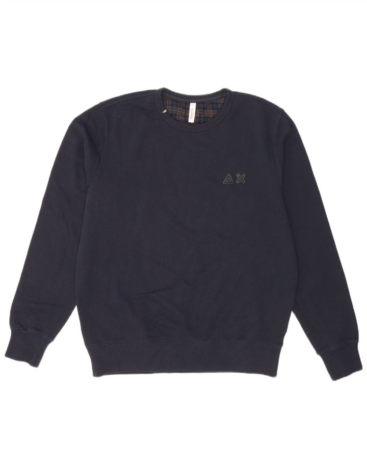 Sun68 Sweat-shirt pour homme en coton à carreaux bleu marine Taille L