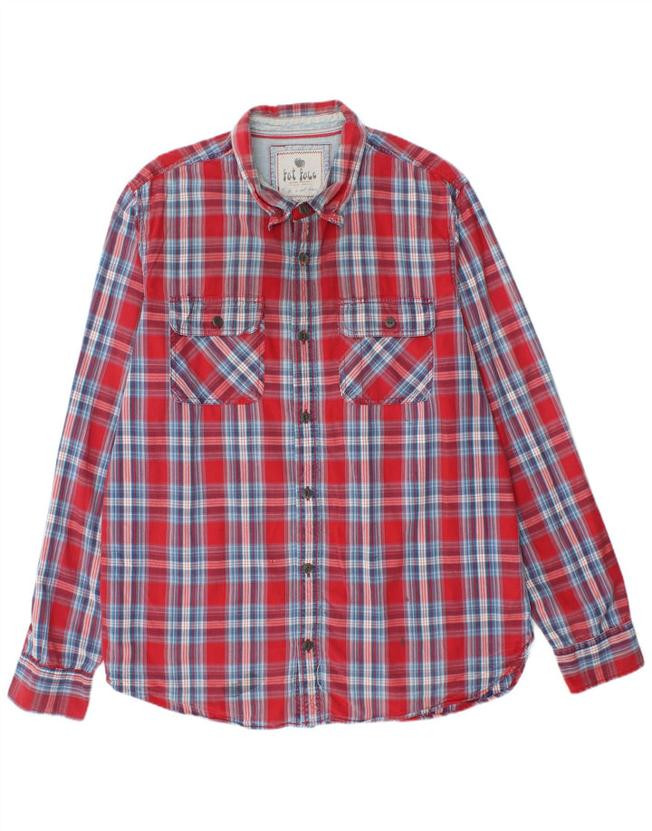 FAT FACE Chemise Homme XL Rouge Carreaux Coton