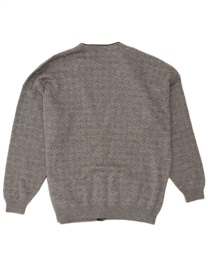 Il Granchio Pull Cardigan Homme Gris Moyen Laine Mouchetée