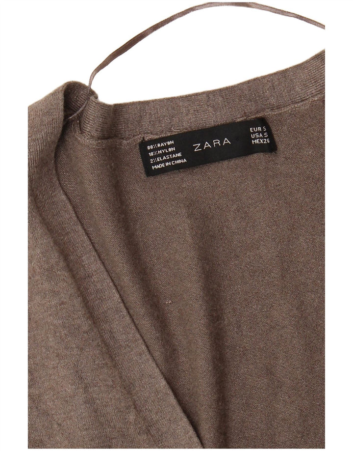 ZARA Womens Cardigan Sweater UK 10 Petite Rayonne Grise