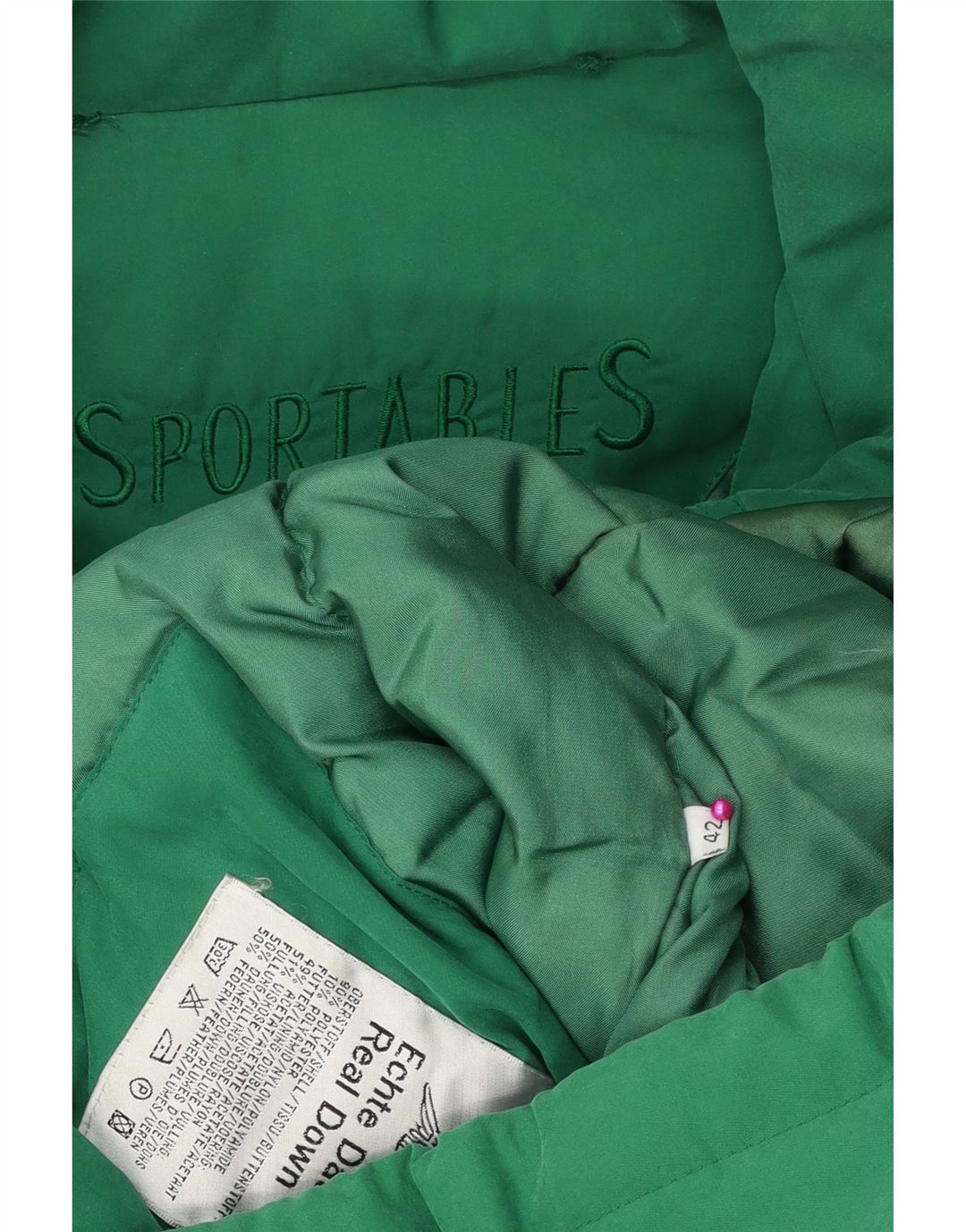 VINTAGE Femme Manteau rembourré surdimensionné EU 42 Grand Polyester Vert