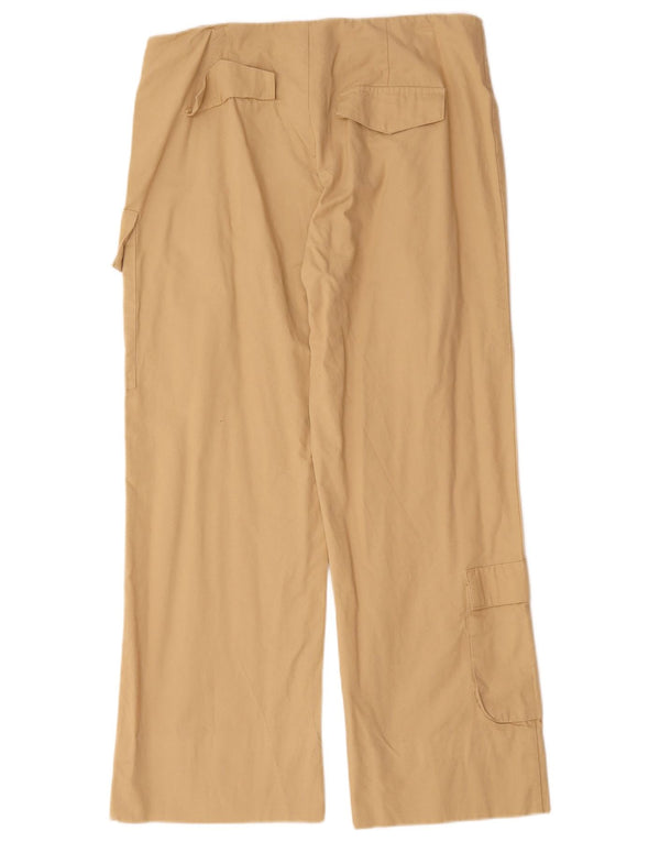 Zara Pantalon cargo taille haute pour femme, jambe large, grand W30 L28, coton beige