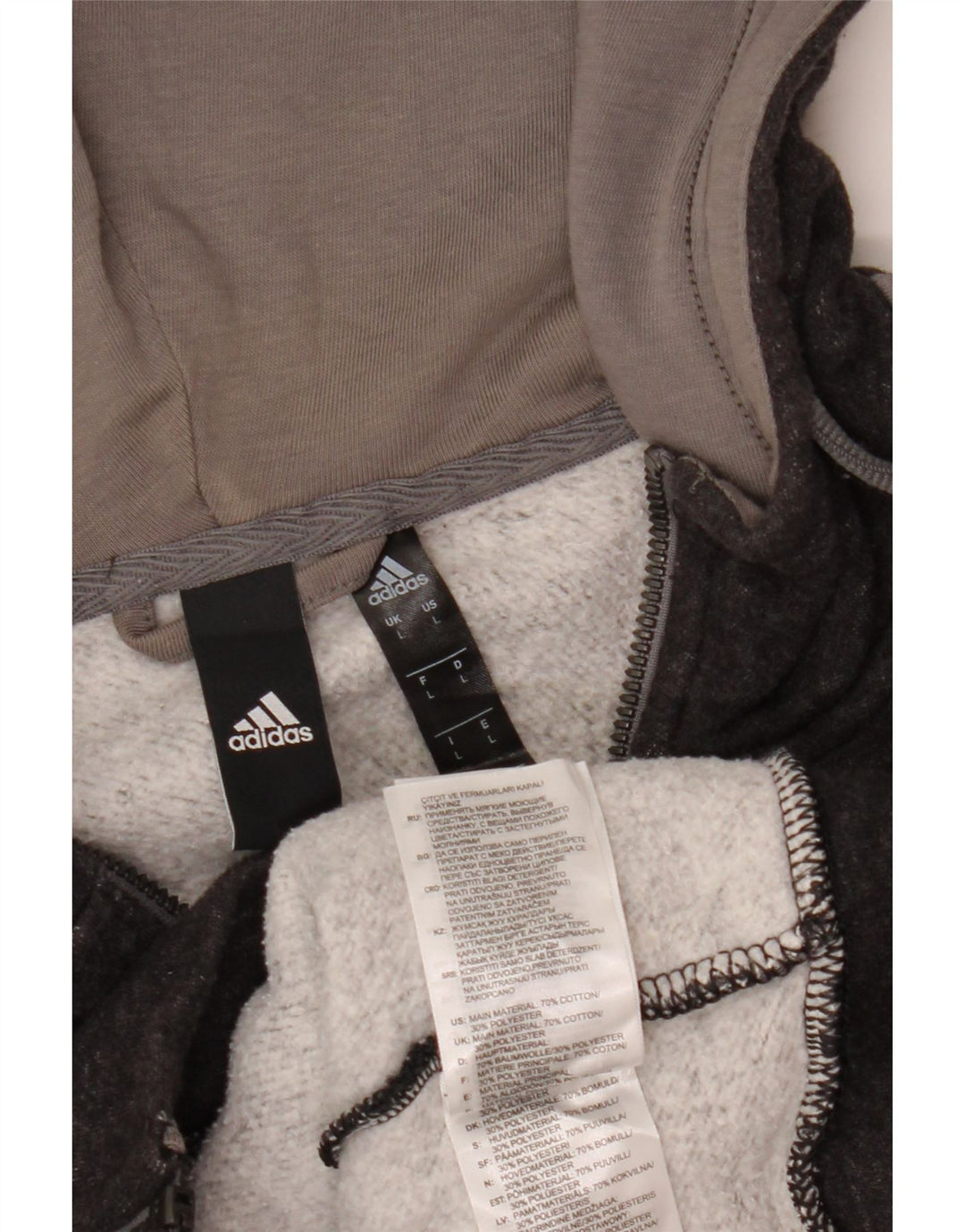 Adidas Pull à capuche zippé pour homme Grand coton moucheté gris