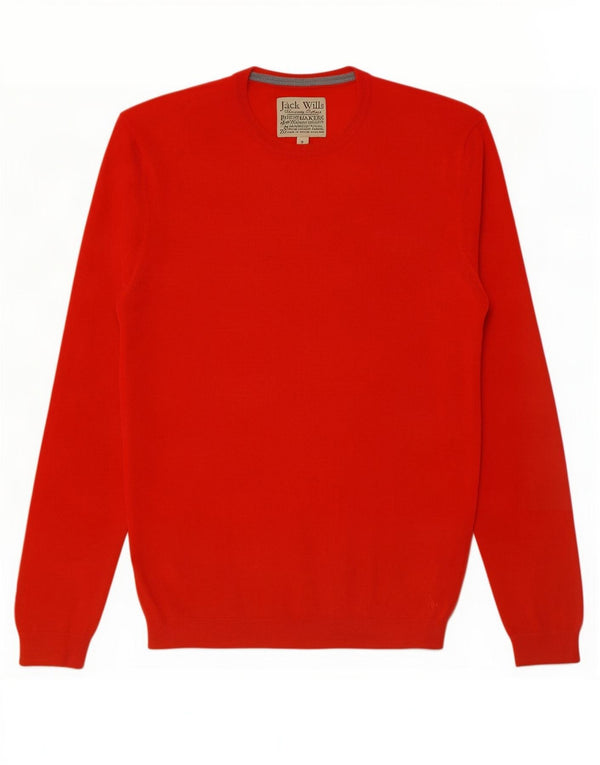 Jack Wills Pull à col rond pour homme en laine mérinos rouge Taille S