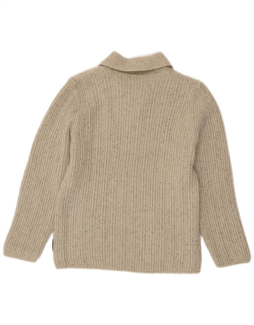 vintage Femmes Châle Cou Jumper Pull EU 40 Moyen Off Blanc Moucheté