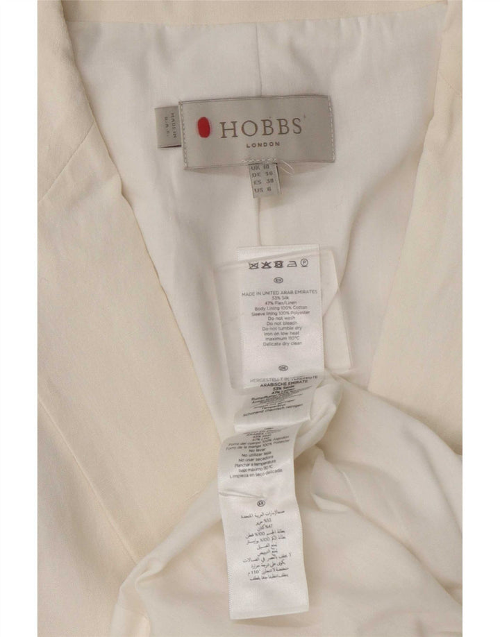 Hobbs Veste blazer 1 bouton pour femme UK 10 Petite soie blanche