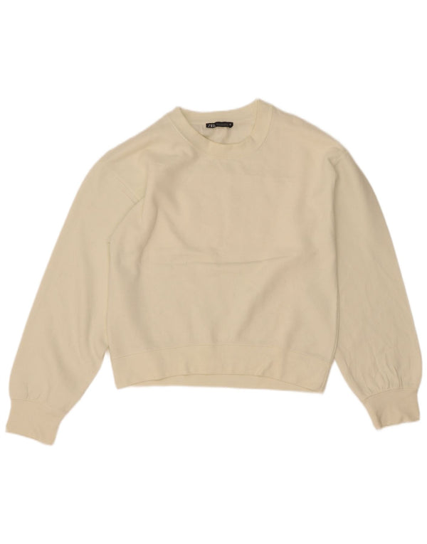 Zara Womens Crop Sweatshirt Jumper UK 10 Petit Blanc Cassé