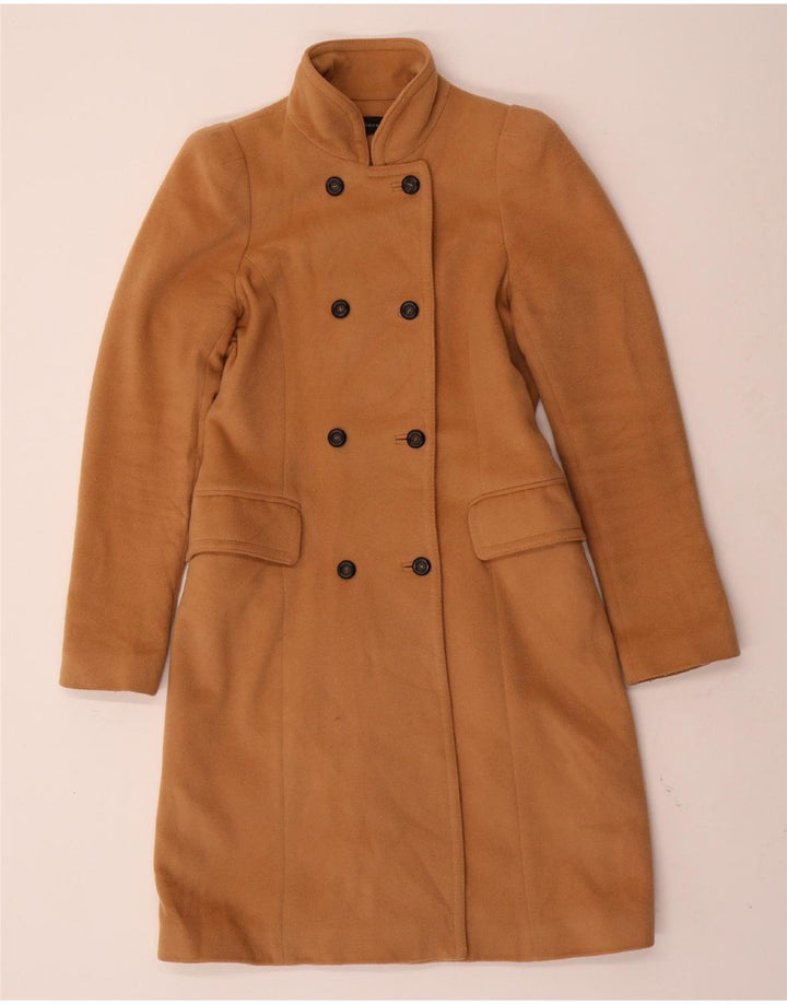 ZARA Manteau croisé pour femme UK 12 Laine marron moyen