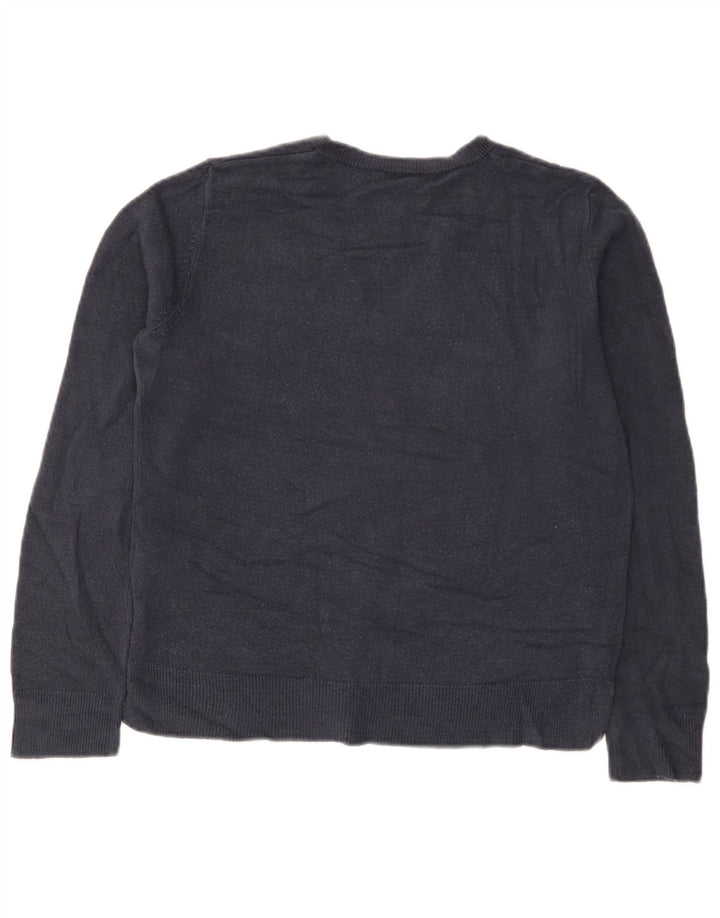 Marks & Spencer Pull col en V pour femme UK 12 Bleu marine moyen