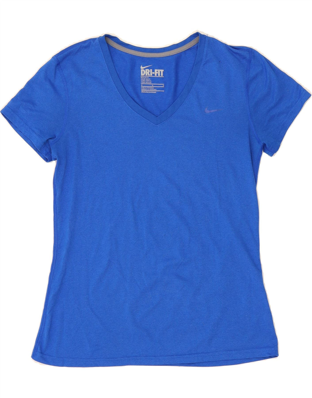 NIKE T-shirt Dri Fit Regular Fit pour femme UK 12 Bleu moyen Polyester