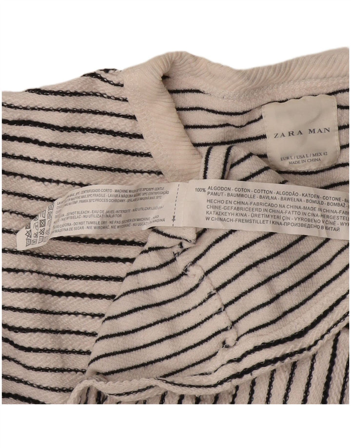 Zara Homme Top Manches Longues Grand Coton Rayé Blanc