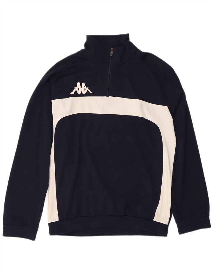 KAPPA Sweat-shirt à col zippé pour homme XL Bleu marine Colorblock Polyester