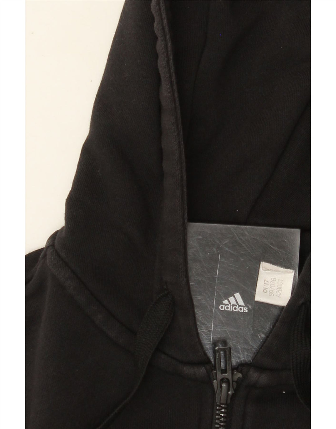 ADIDAS Pull à capuche zippé graphique pour femme UK 12 Noir moyen