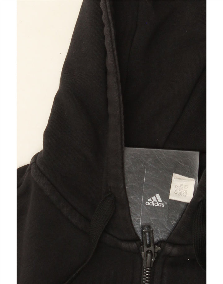 ADIDAS Pull à capuche zippé graphique pour femme UK 12 Noir moyen
