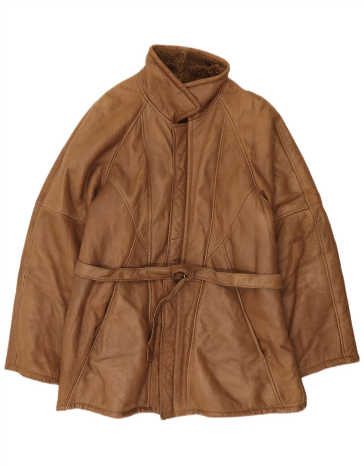 vintage Mens Shearling Overcoat UK 38 Brun Moyen