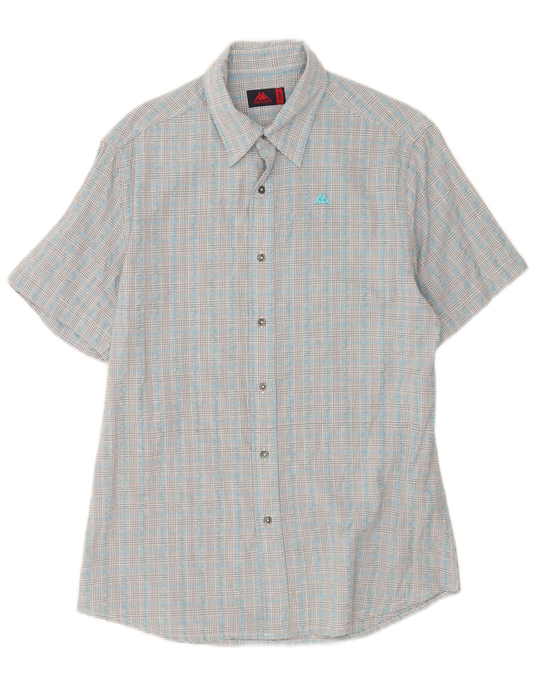 Kappa Chemise à Manches Courtes Homme Bleu Moyen Carreaux Coton