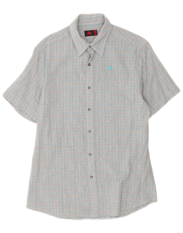 Kappa Chemise à Manches Courtes Homme Bleu Moyen Carreaux Coton