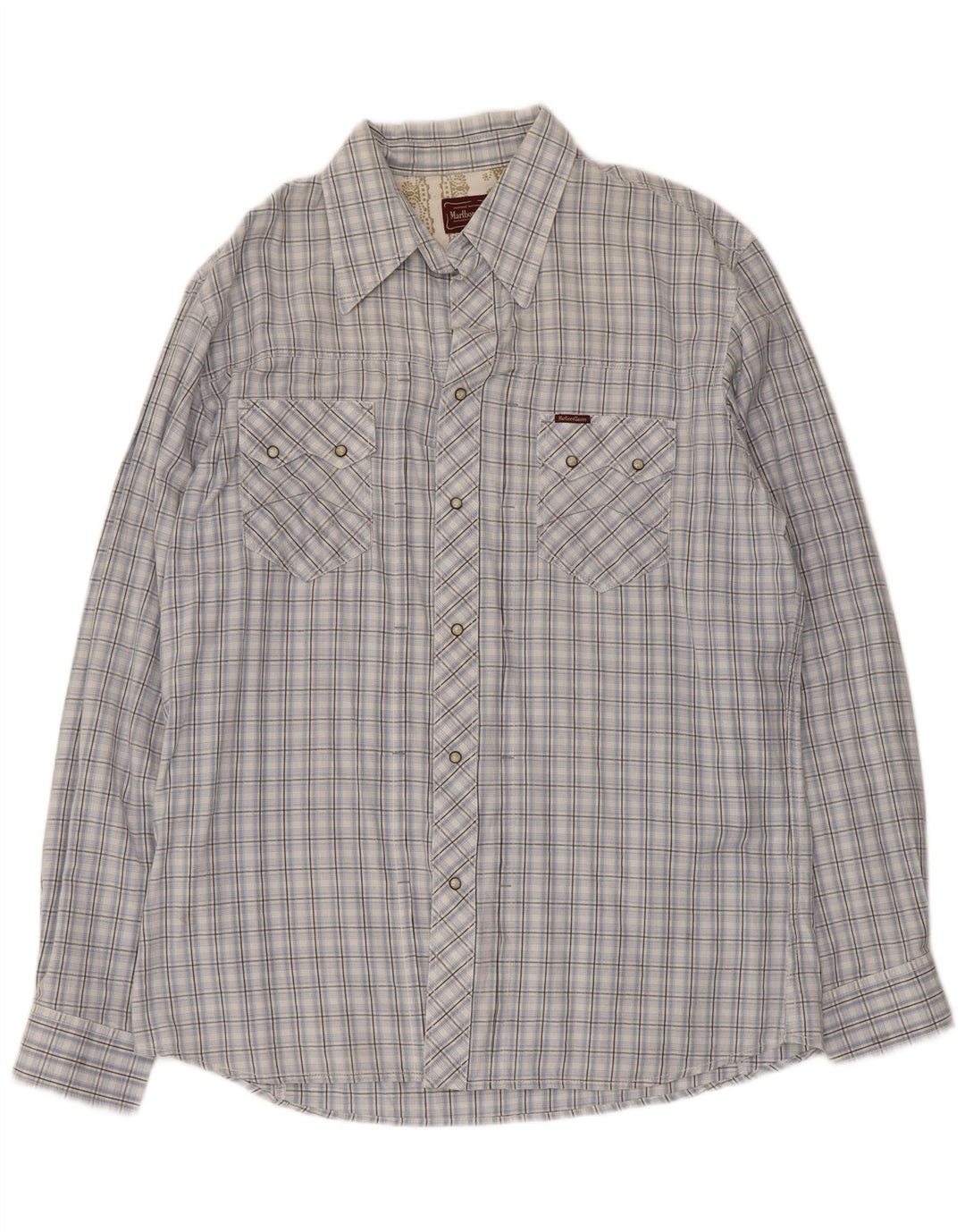 Marlboro Classics Chemise Homme 2XL Bleu Carreaux Coton