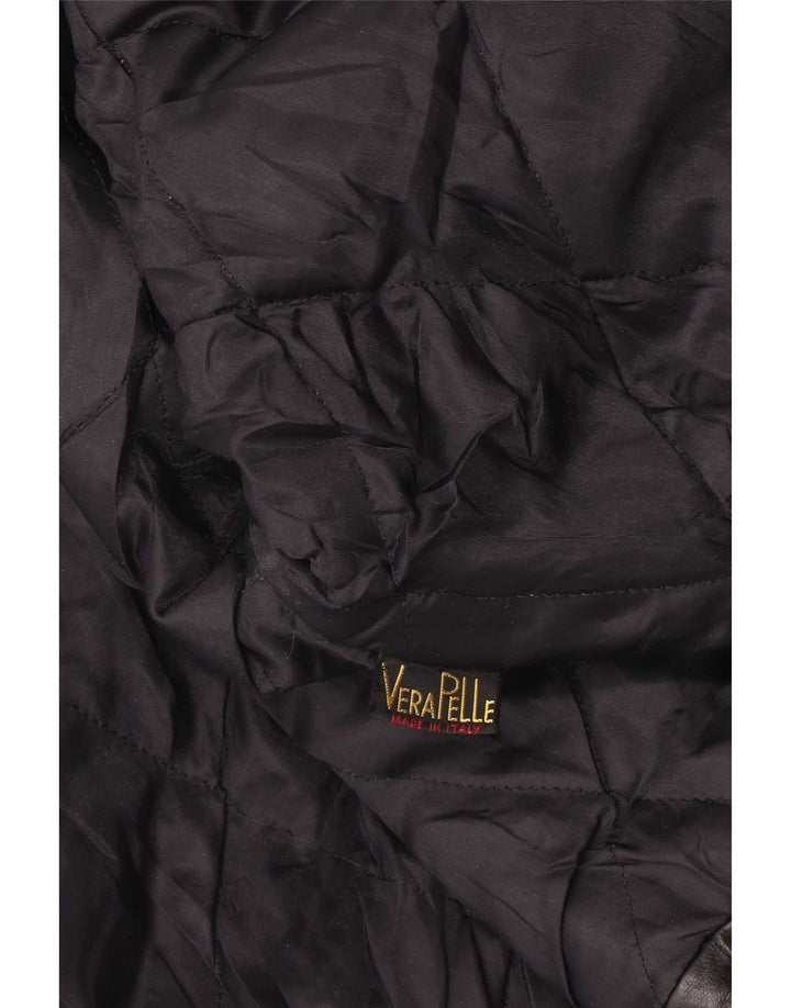 veste en cuir femme vintage UK 14 Grand Noir