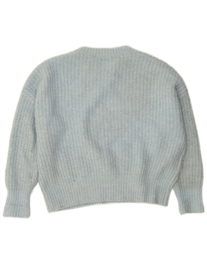Zara Pull surdimensionné à col bateau pour femme UK 14 Bleu moyen Polyester