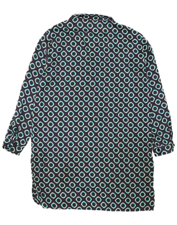 Zara Robe droite à manches longues pour femme UK 16 Large Bleu marine géométrique