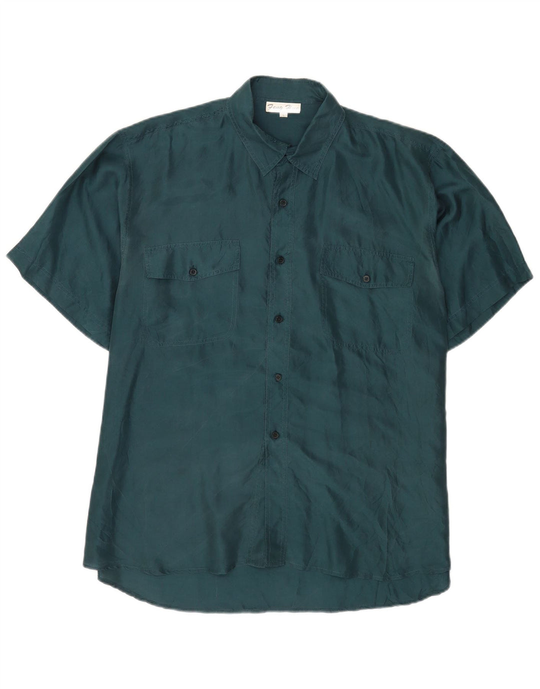 vintage Chemise à manches courtes pour hommes Grande soie verte