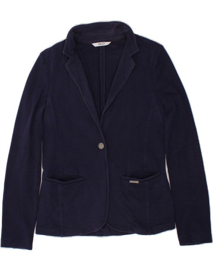LIU JO Womens 1 Button Blazer Jacket UK 14 Medium Navy Blue Vintage Liu Jo and Second-Hand Liu Jo from Messina Hembry 