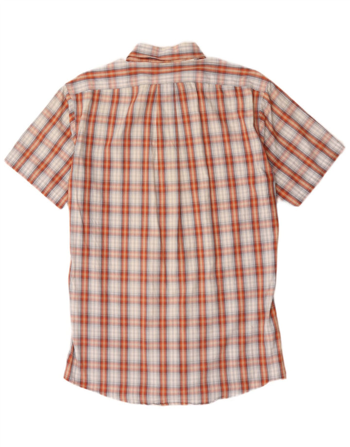 Eddie Bauer Chemise classique à manches courtes pour homme en coton à petits carreaux orange