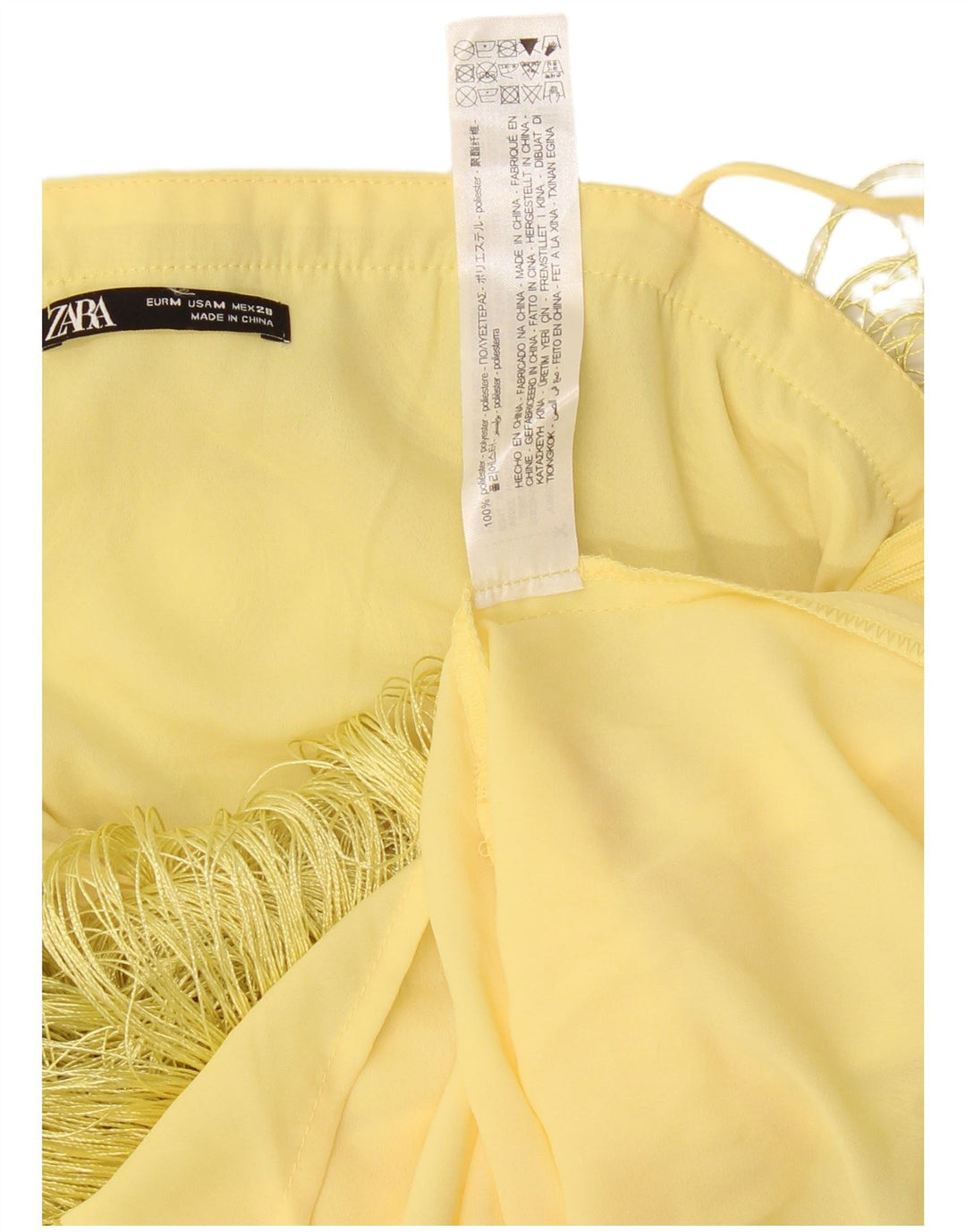 Zara Femme Robe Charleston UK 12 Polyester Jaune Moyen