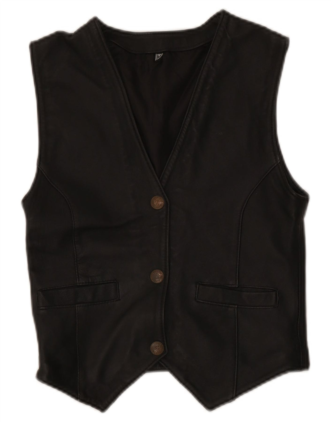 gilet en cuir femme vintage UK 12 Noir Moyen