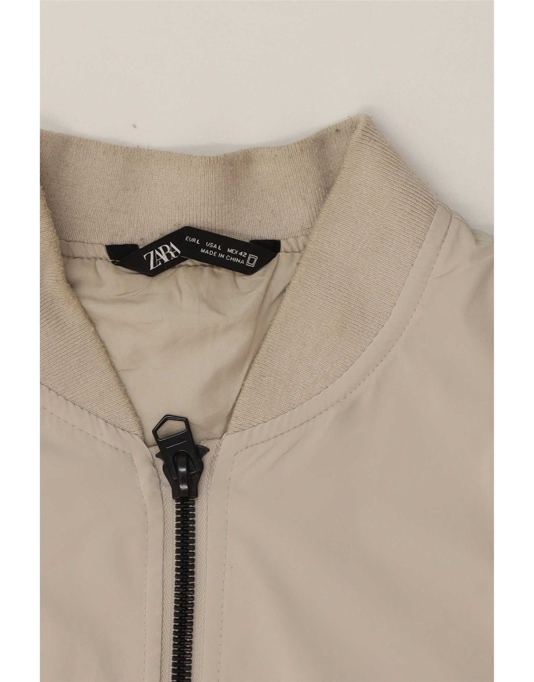 Zara Mens Bomber Jacket UK 40 Large Gris Polyéthylène