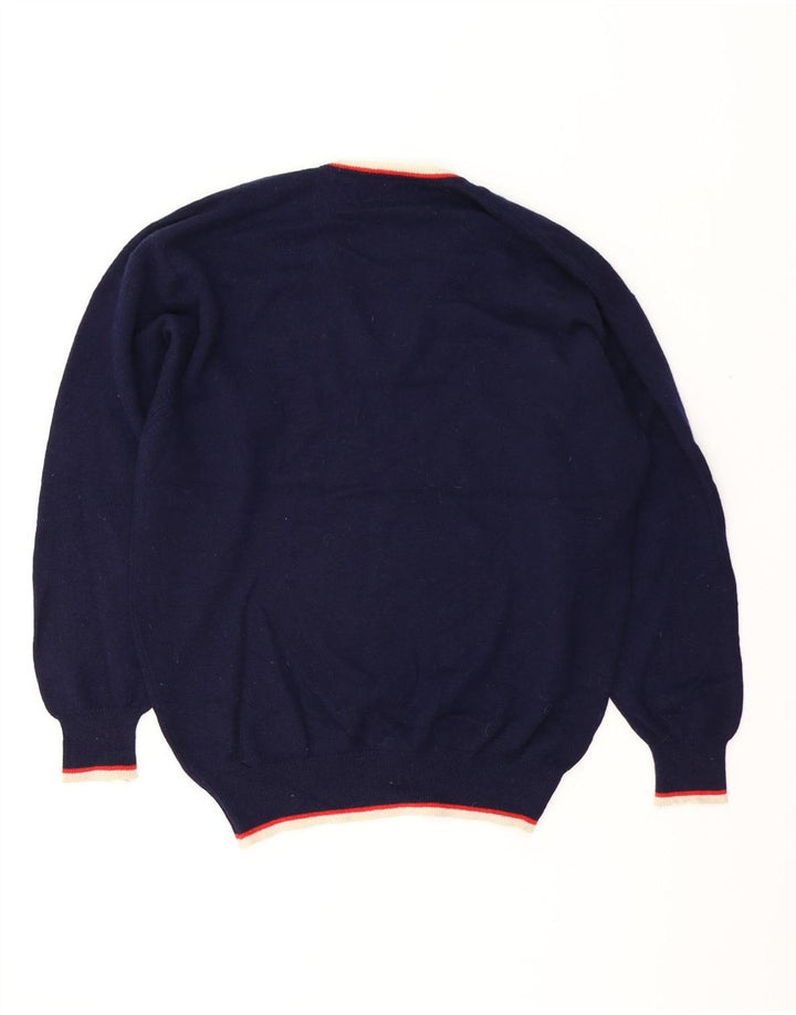 Pringle Pull col V pour homme en laine vierge bleu marine Taille L