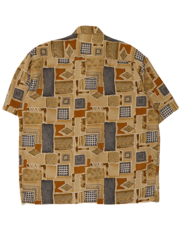 vintage Chemise à manches courtes pour hommes Taille 45 XL Beige Patchwork