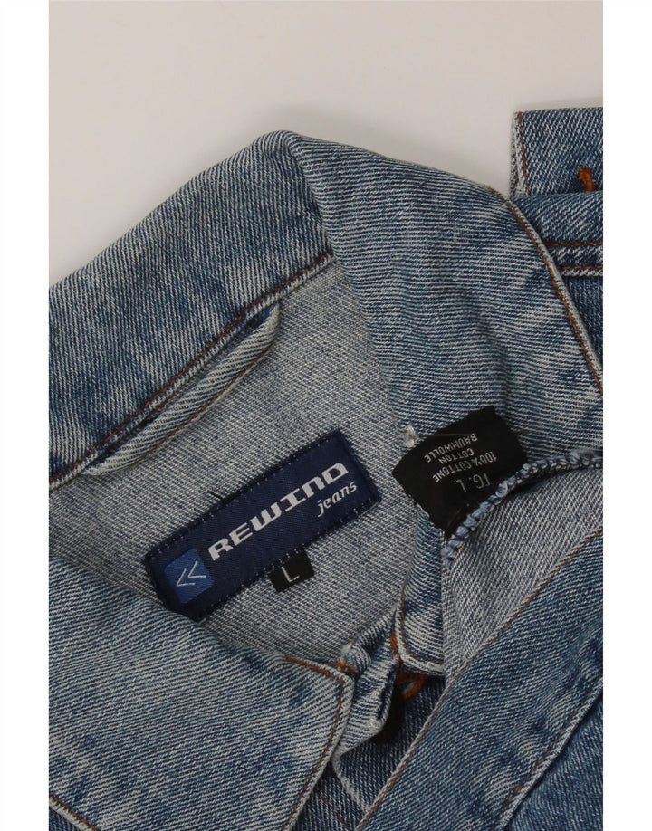 Rewino Veste en jean pour homme UK 40 Large Bleu Coton