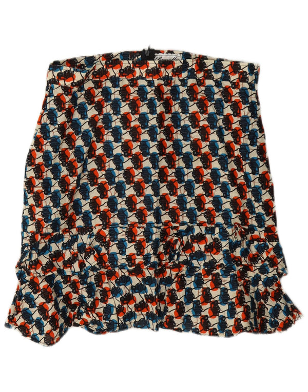 vintage Femmes Motif Abstrait Jupe À Volants XL W32 Multicolore