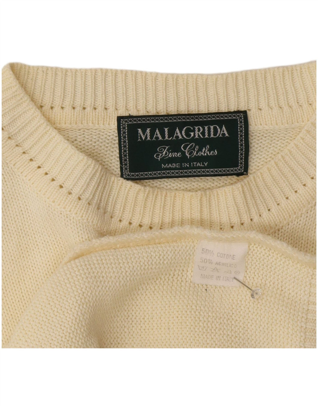 Malagrida Pull graphique à col rond pour homme XL en coton beige