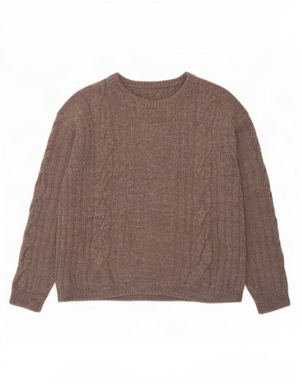 vintage Femme Crew Neck Jumper Pull UK 14 Gris Moyen