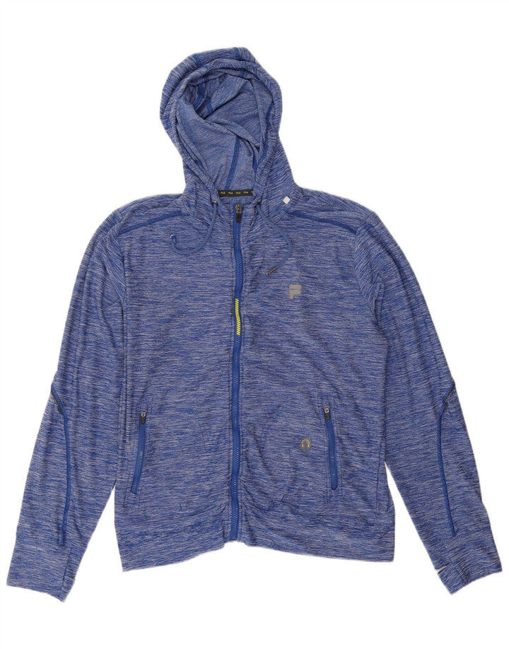 Fila Pull à capuche zippé pour homme en polyester moucheté bleu marine moyen