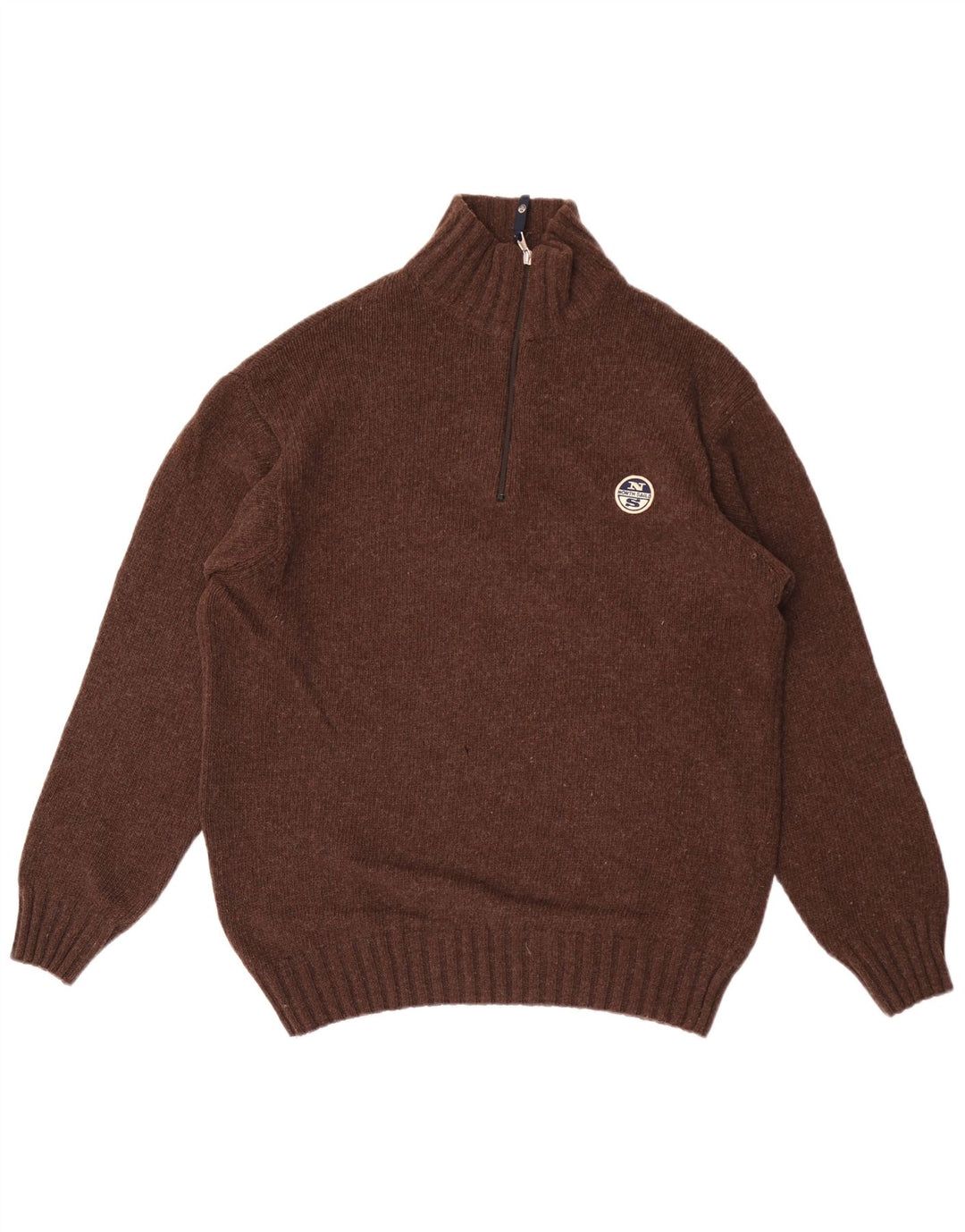North Sails Pull à col zippé pour homme en laine marron