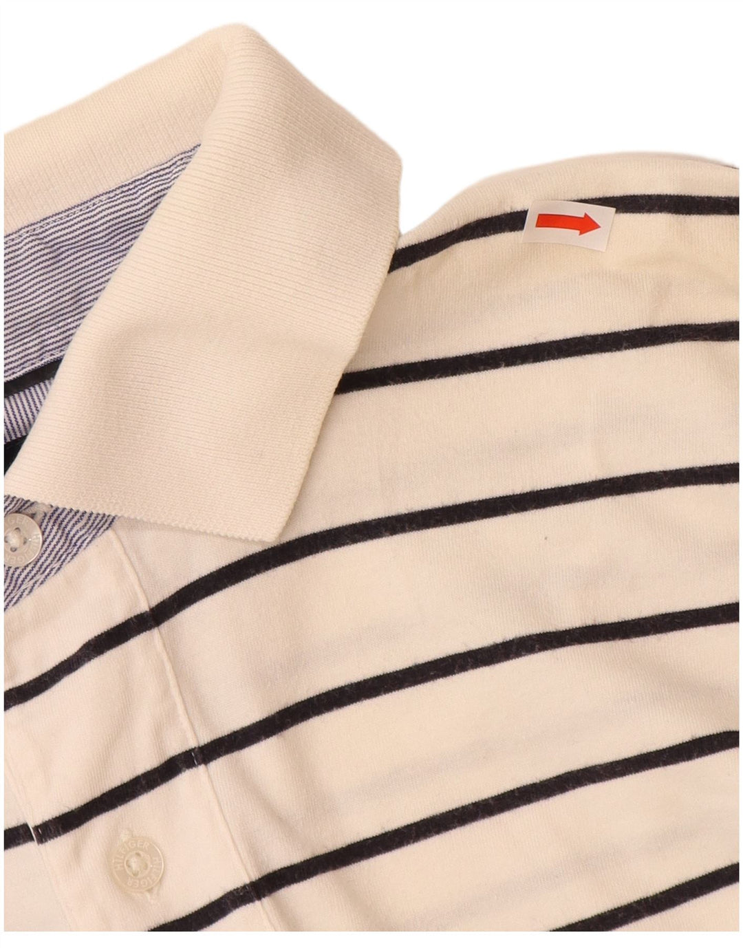 TOMMY HILFIGER Polo Homme Large Blanc Cassé Rayé Coton