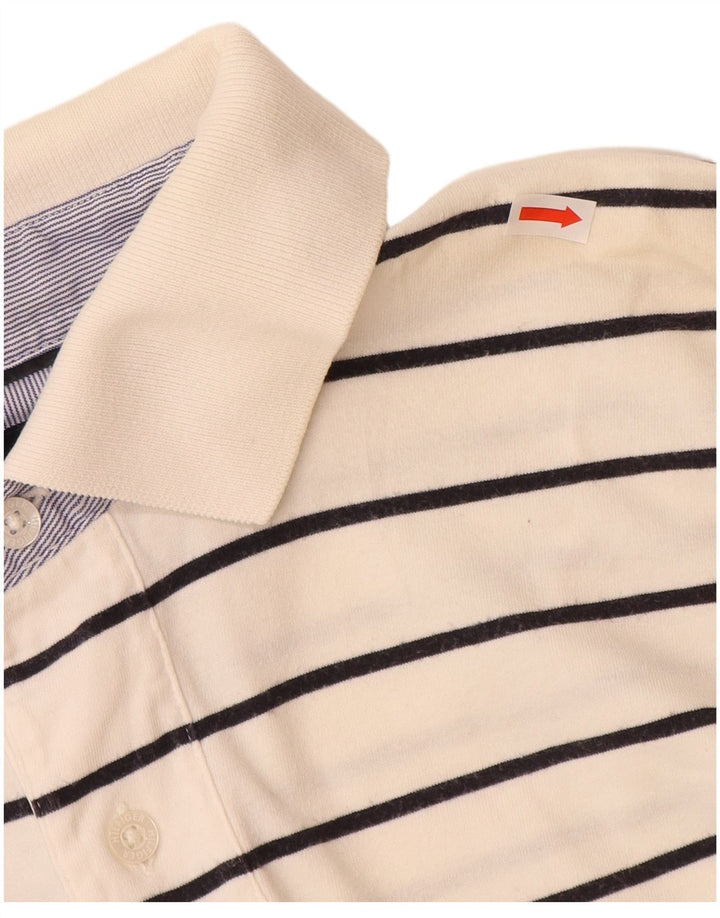 TOMMY HILFIGER Polo Homme Large Blanc Cassé Rayé Coton