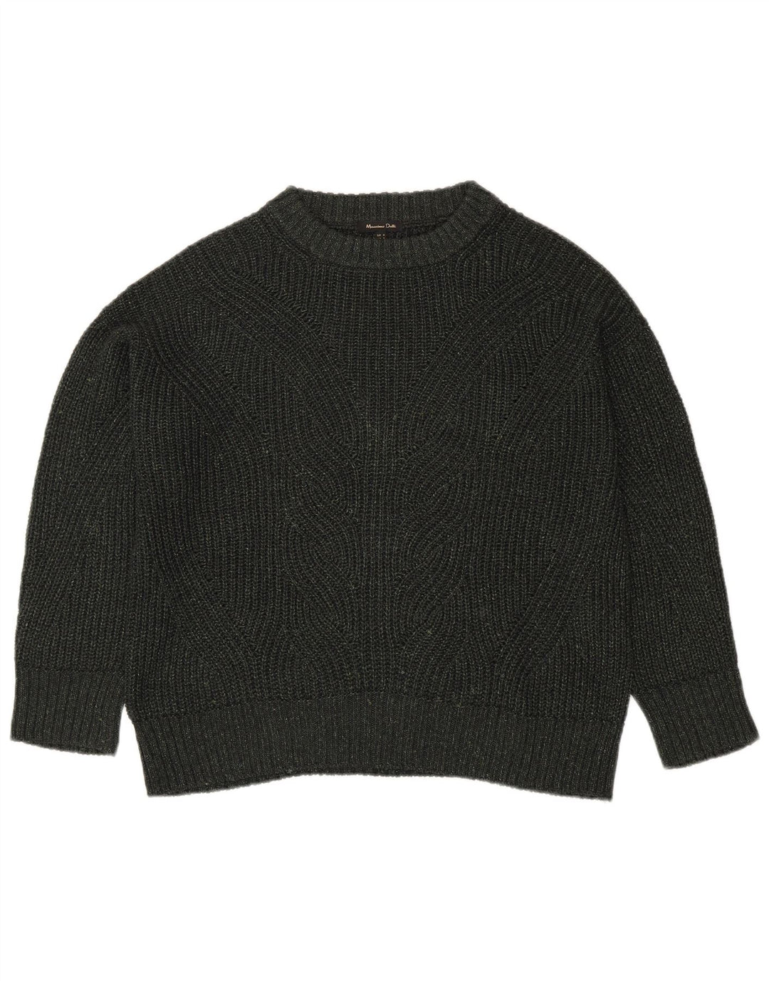 Massimo Dutti Pull surdimensionné à col rond pour femme UK 14 Kaki moyen