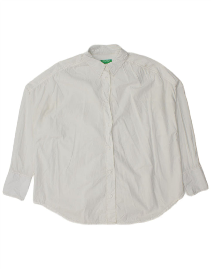 Benetton Chemise surdimensionnée pour femme UK 10 Small Blanc Coton