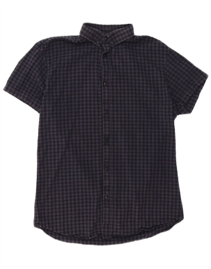 Jack & Jones Chemise à manches courtes coupe régulière pour homme Petit vichy bleu marine