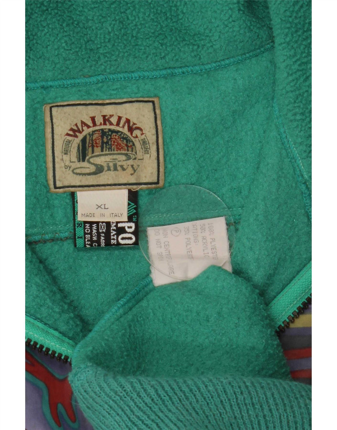 Silvy Pull polaire à col zippé pour homme XL en polyester géométrique vert