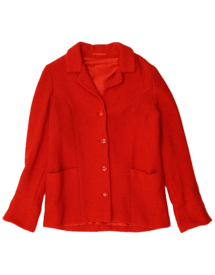 VINTAGE Femme 4 Bouton Blazer Veste UK 16 Grand Rouge