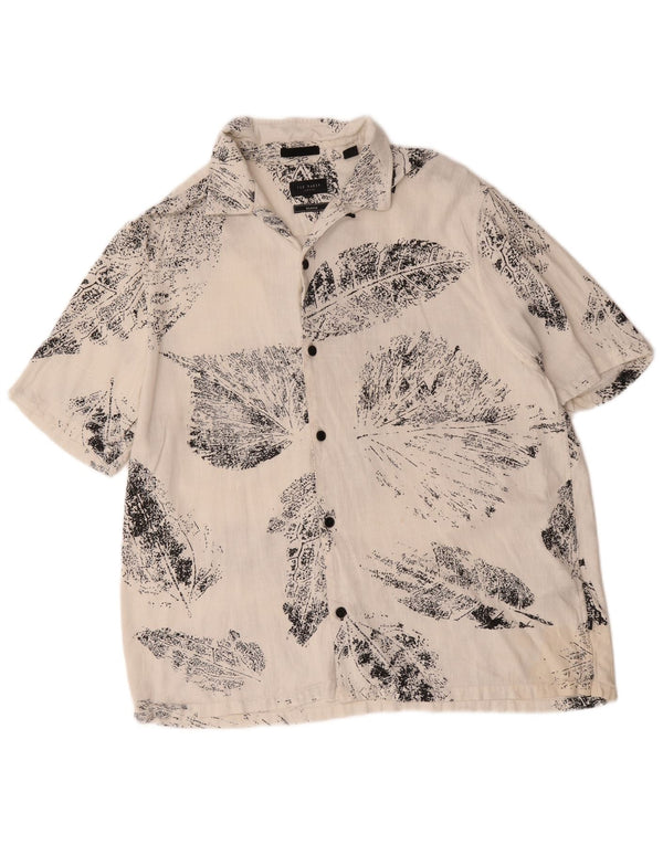 Ted Baker Chemise à manches courtes pour homme Coupe décontractée Taille 5 XL Blanc Floral