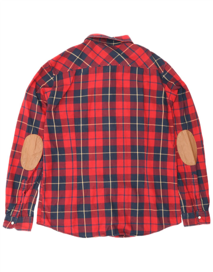 Benetton Chemise En Flanelle Homme Grand Carreau Rouge