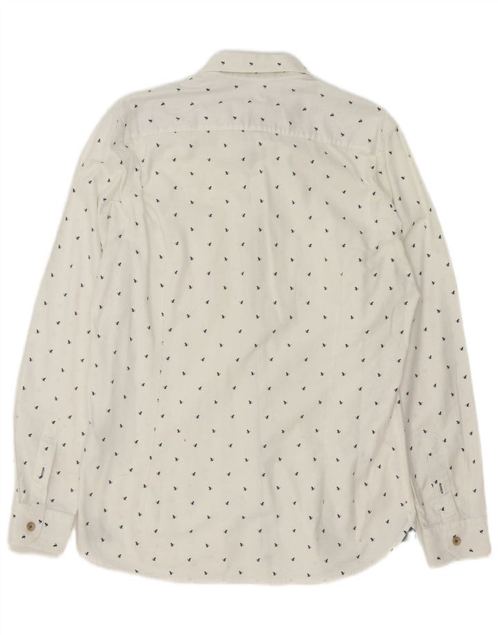 Ted Baker Chemise à motif abstrait pour homme Taille 4 Grand coton blanc