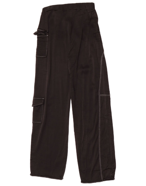 Zara Pantalon cargo large pour femme Petit W26 L27 Noir Viscose